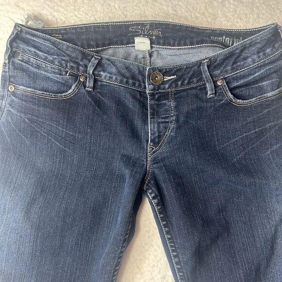 Silver Jeans Women’s34 Santorini Low Rise Ankle Medium Wash Denim Blue Jeans Y2K - Picture 11 of 12